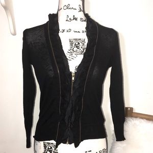 J. Crew ruffle front zippered cardigan size XS